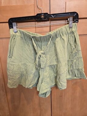 SO Light Green Tiered Drawstring Women's Skort Shorts